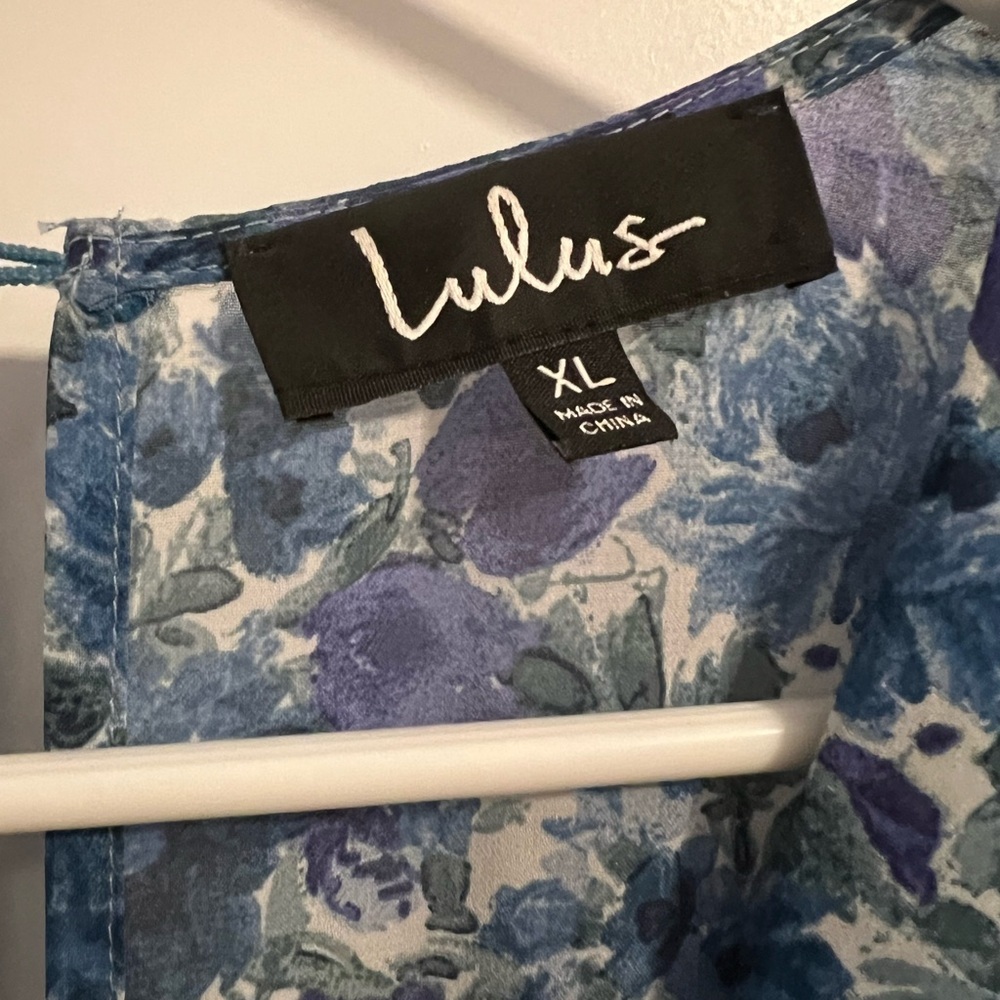Lulu's Blue and Purple Floral Dress XL - Picture 3 of 4